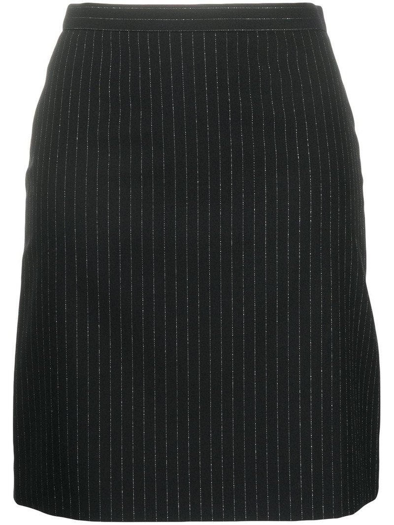 pinstripe back-ruffle wool skirt 1