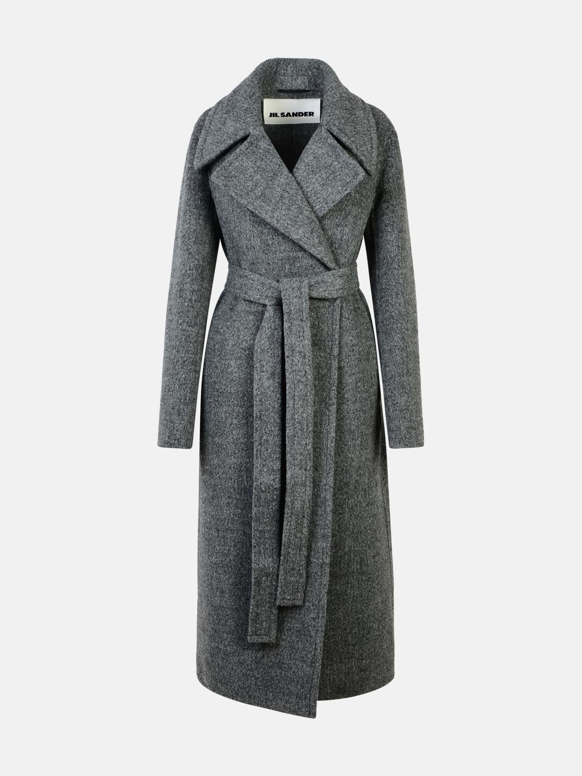 GREY WOOL BLEND COAT - 1