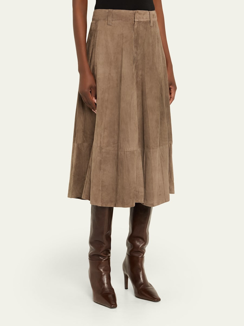 Brunello Cucinelli Suede Midi Circle Skirt outlook