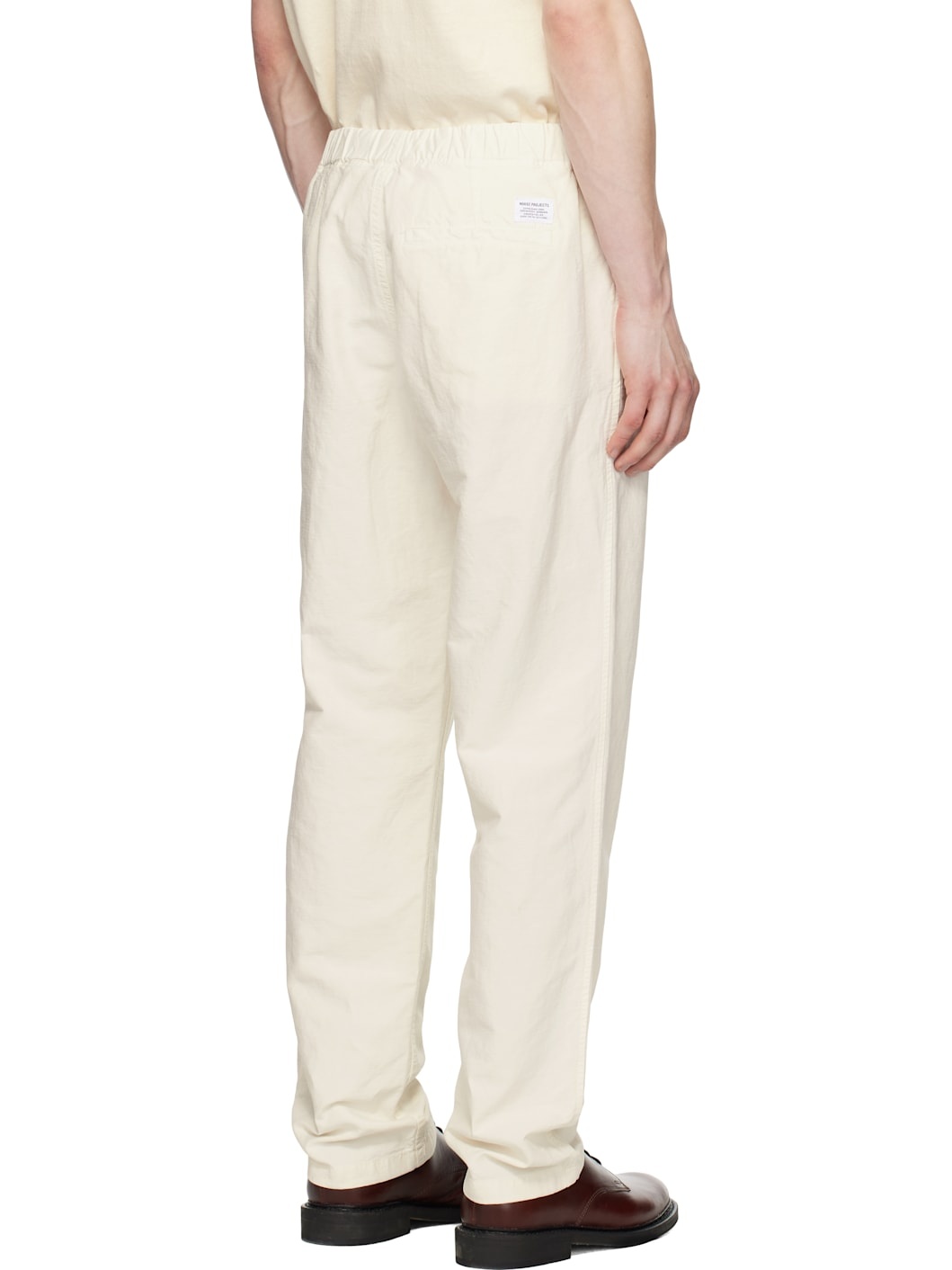 White Ezra Relaxed Cotton Linen Trousers - 3