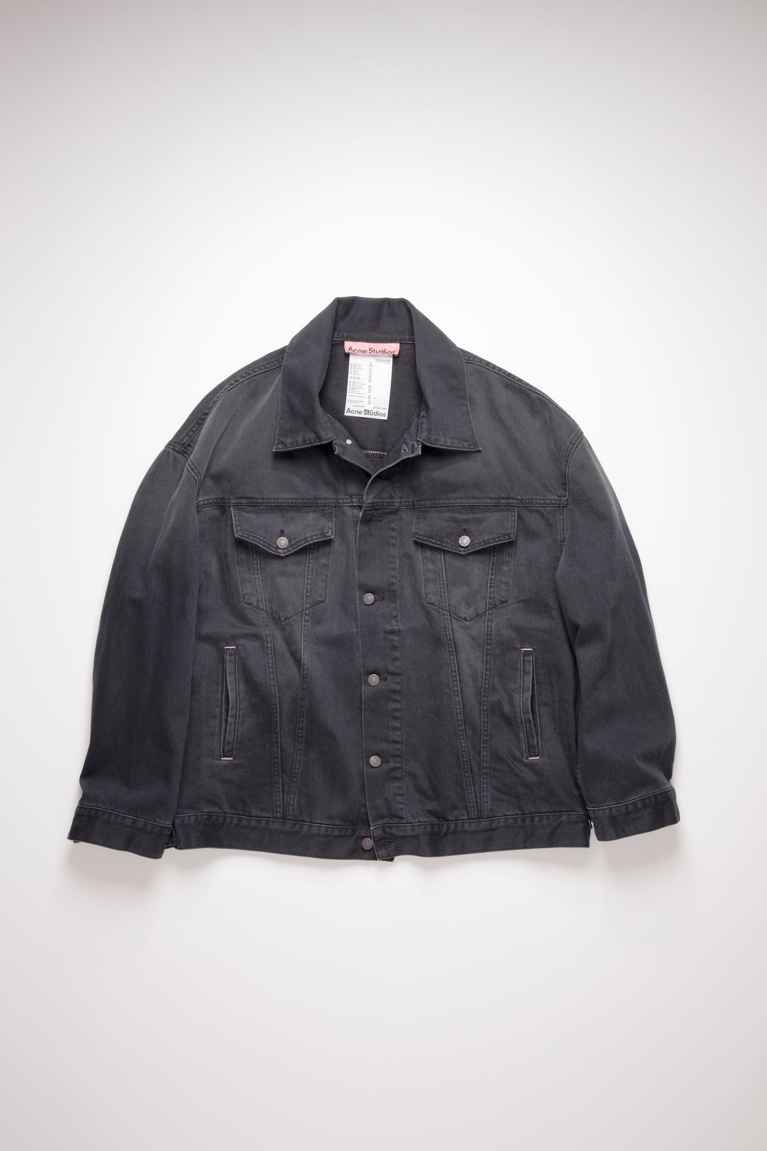 Oversized denim jacket - Washed Black - 1