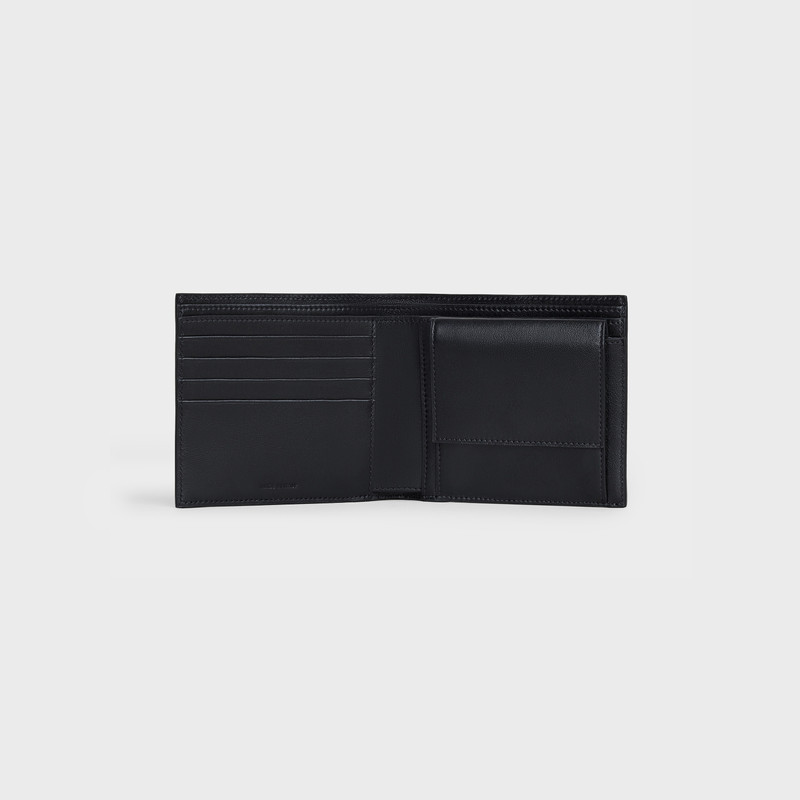 Bi-fold Wallet with Coin Compartment in grained calfskin 5