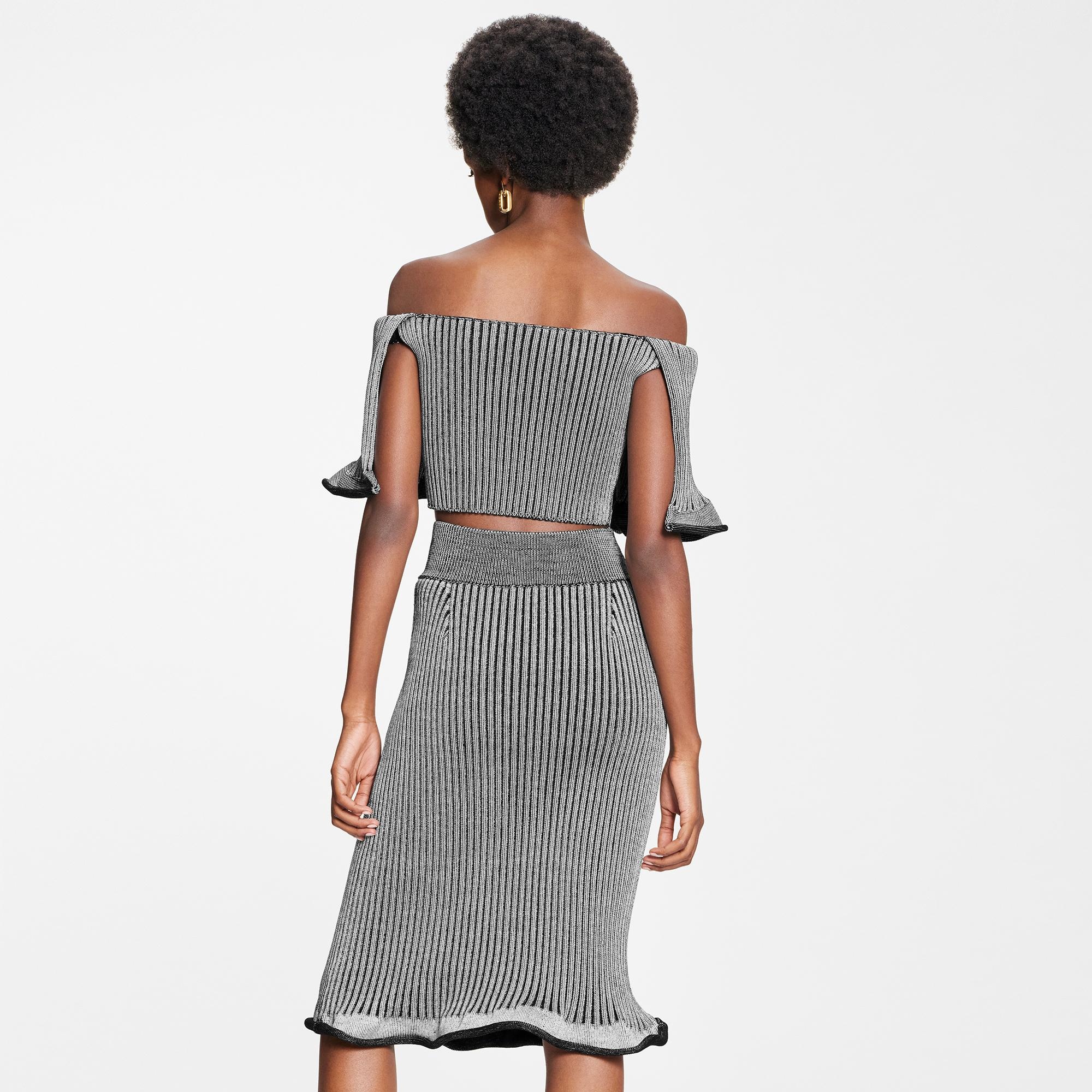 Ribbed Knit Trumpet Hem Skirt - 5