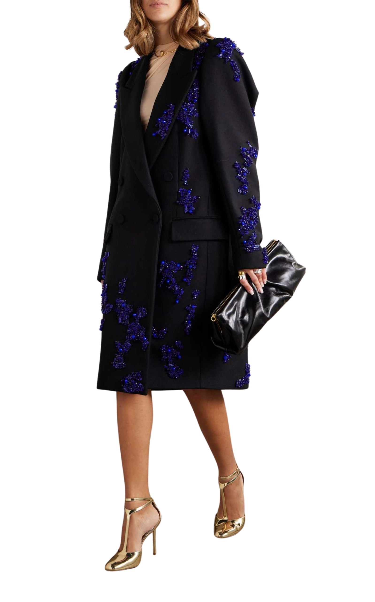 Rinky Embroidered Wool-Blend Cocoon Coat - 3