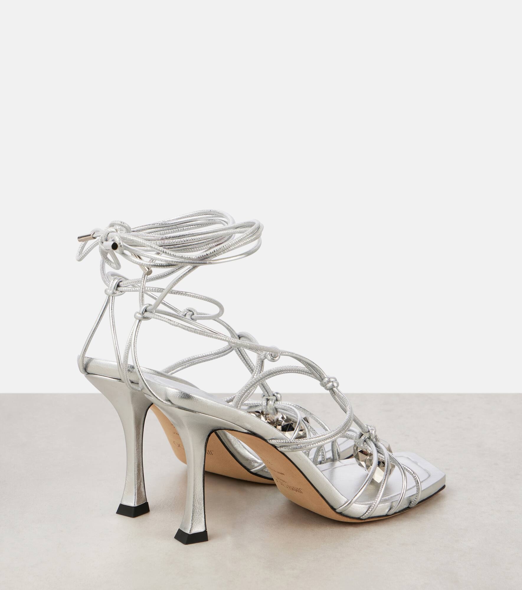 Jemma 90 metallic leather sandals - 3