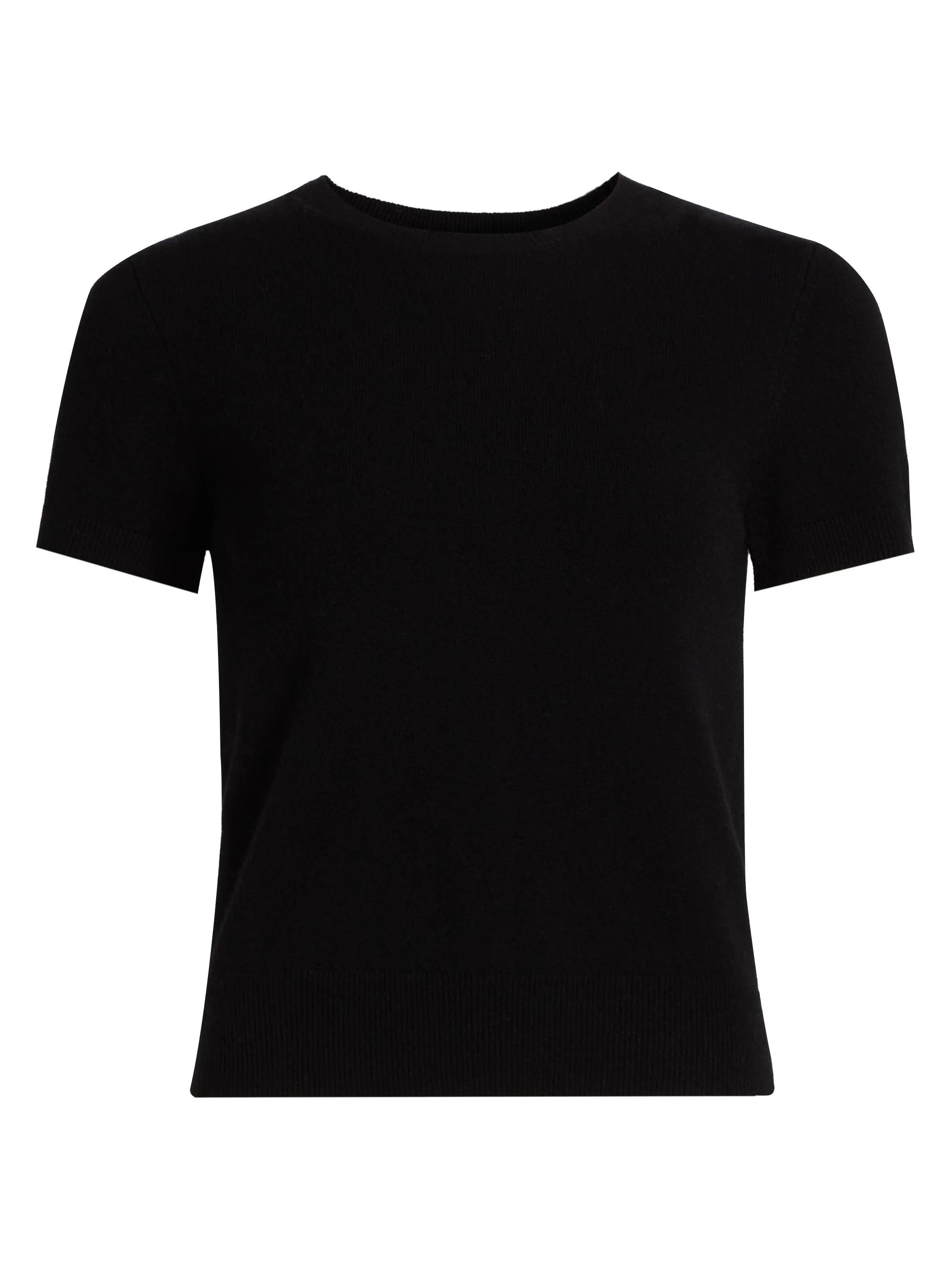 Women's Wool & Cashmere Short-Sleeve Sweater - Black - 1