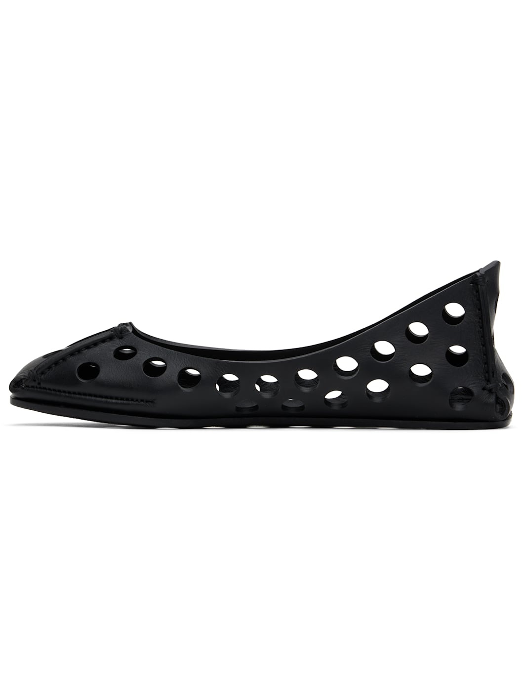 Black Perfo Calfskin Ballerina Flats - 3
