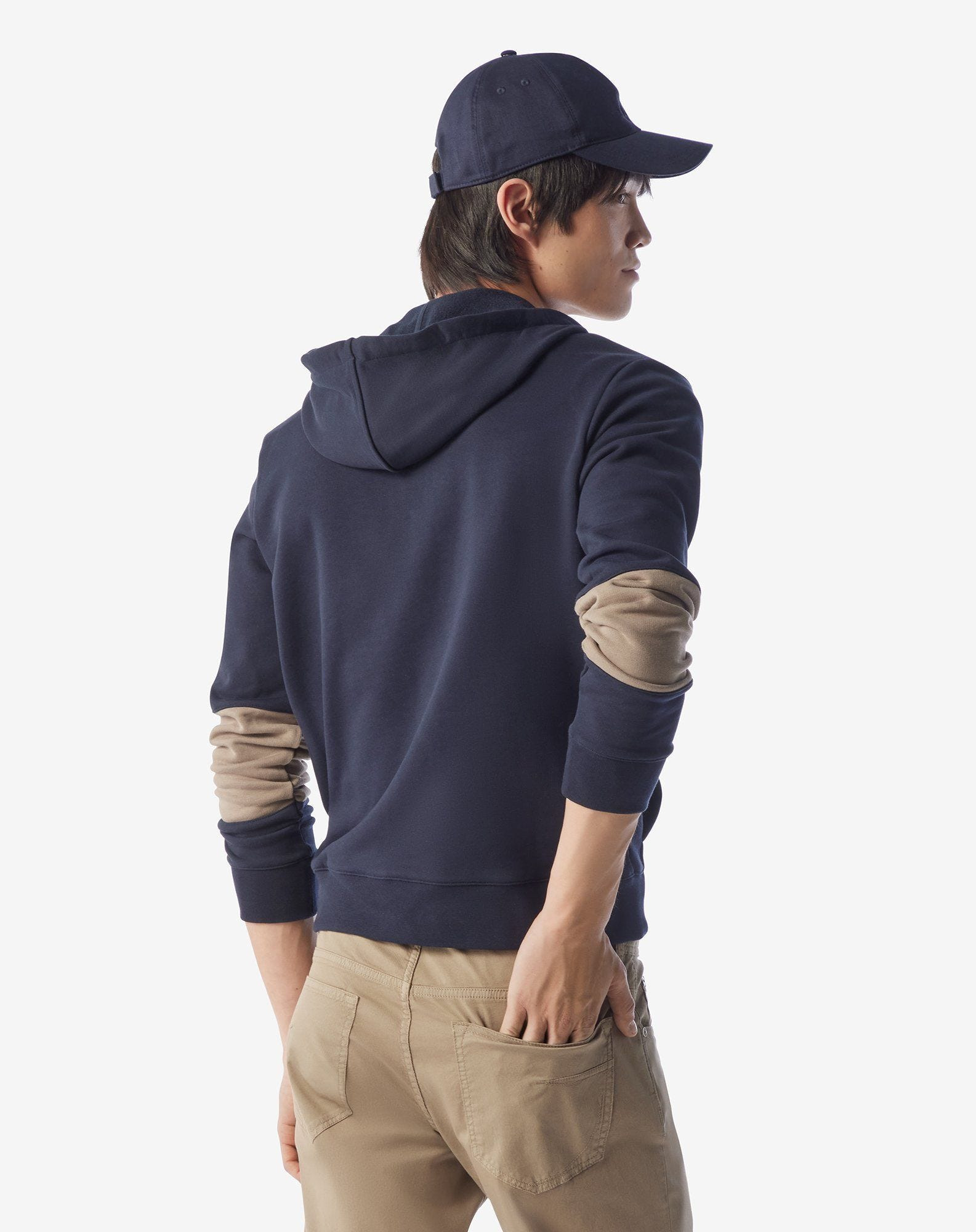 Blue/brown cotton full-zip sweatshirt - 3