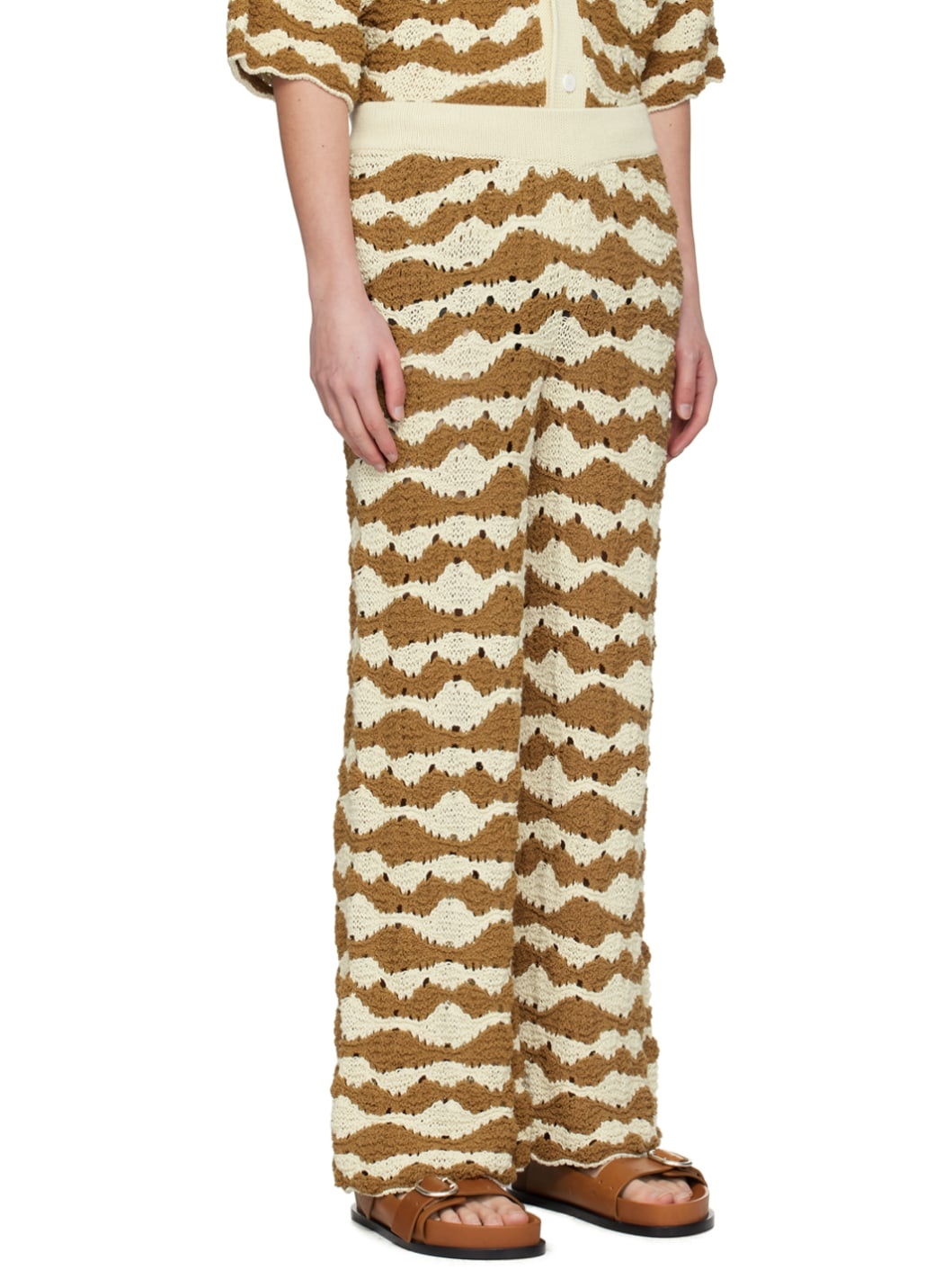 Brown & Beige Punzonato Sweatpants - 2