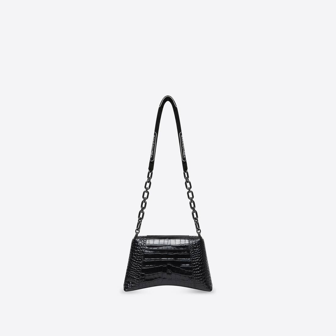 Women's Downtown Small Shoulder Bag With Chain Crocodile Embossed in Black - 2