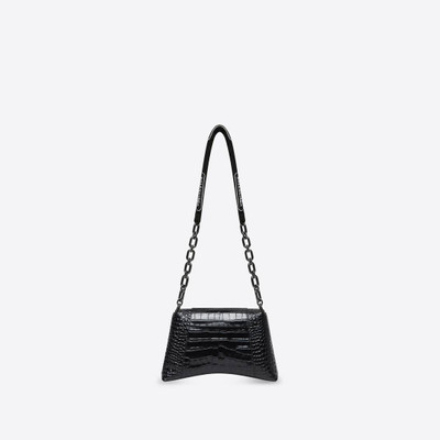 BALENCIAGA Women's Downtown Small Shoulder Bag With Chain Crocodile Embossed in Black outlook