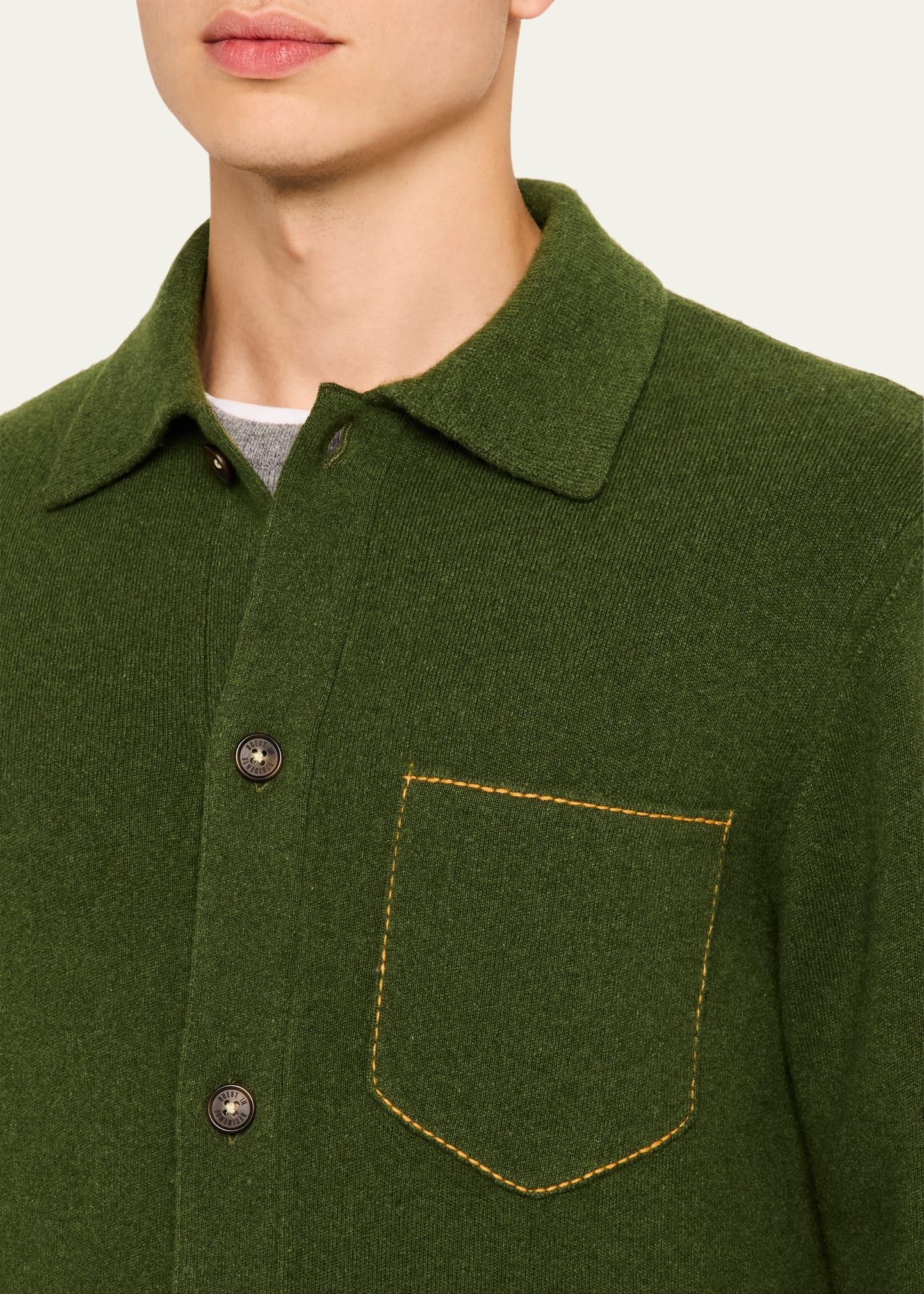 Men's Cashmere Topstitch Work Jacket - 5