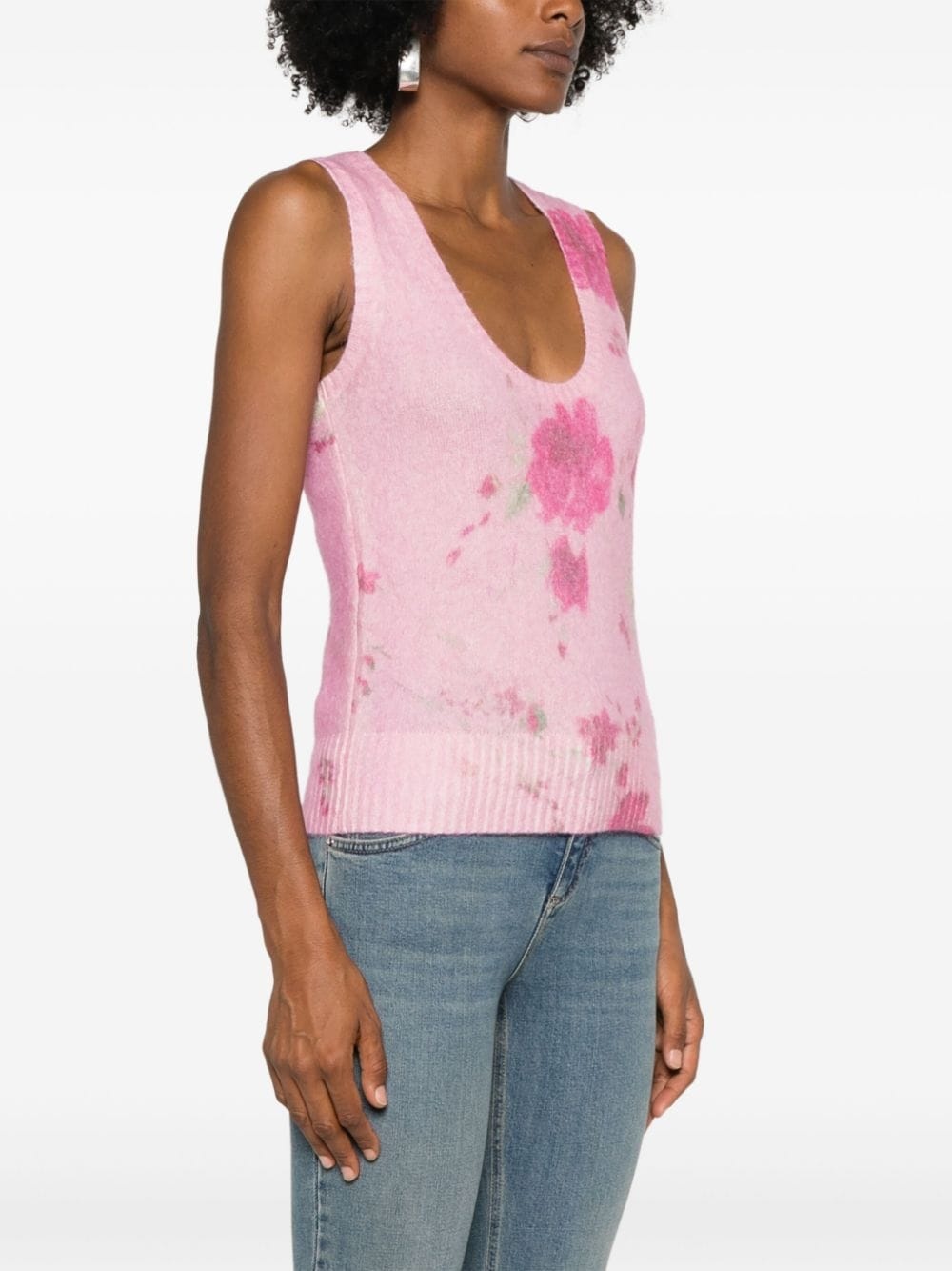 roses-print tank top - 3