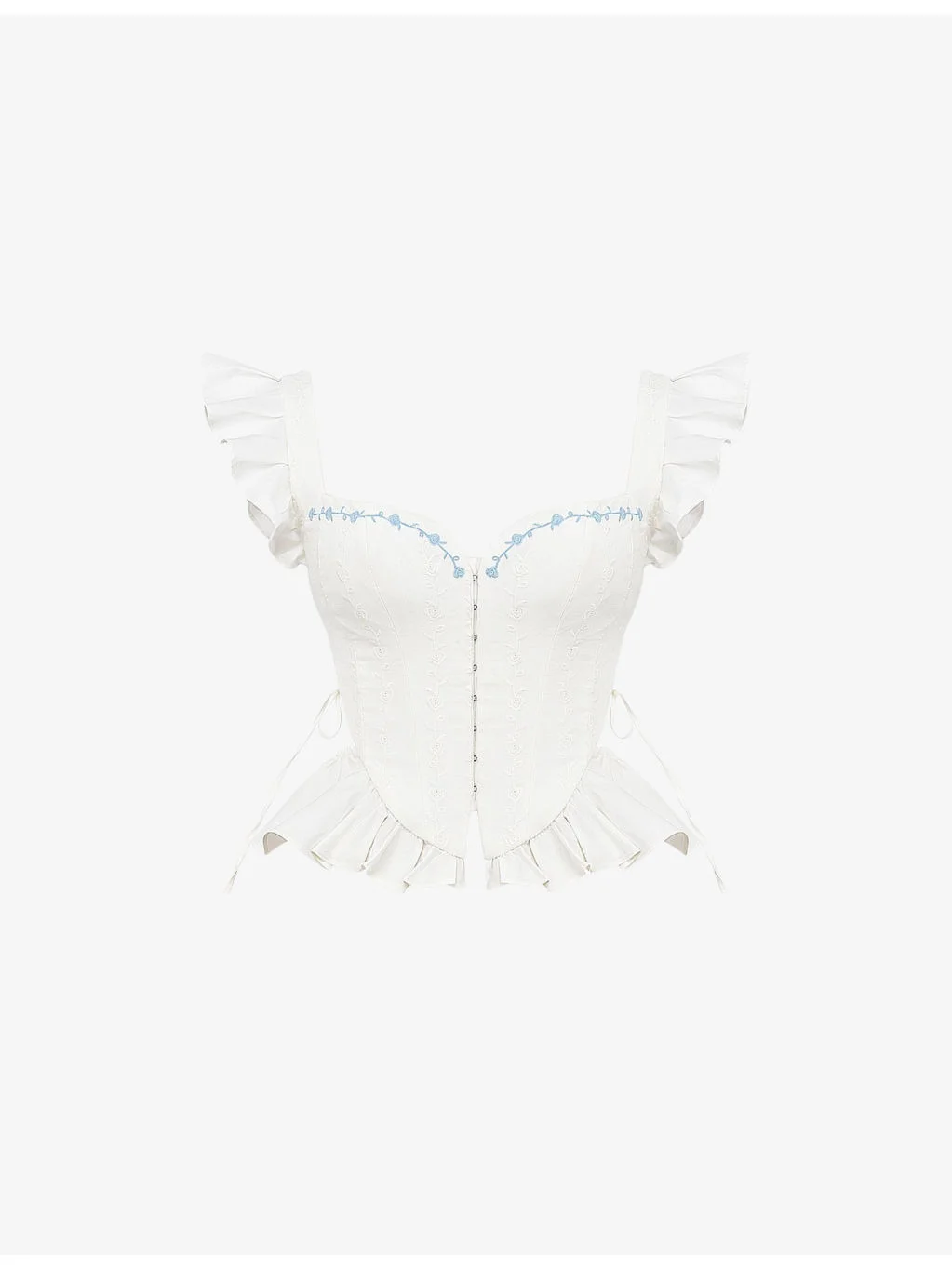 Lilibet floral-embroidered peplum cotton corset top - 1