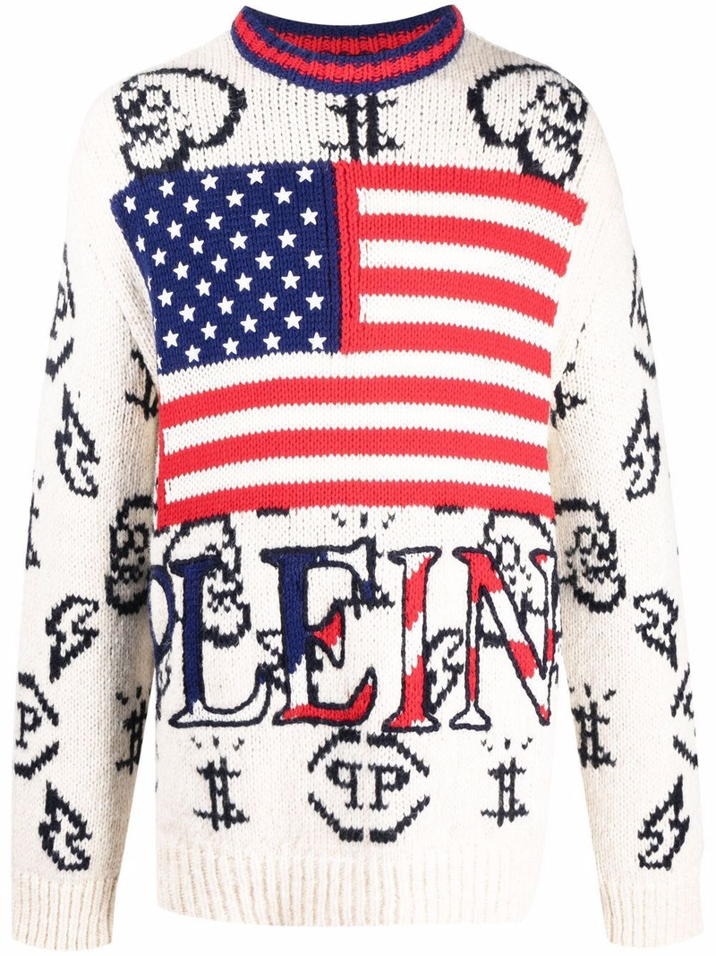 USA Flag-print crew neck jumper 1