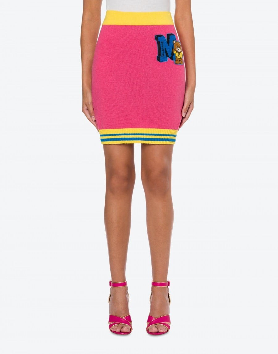 VARSITY TEDDY BEAR KNIT MINI SKIRT - 2