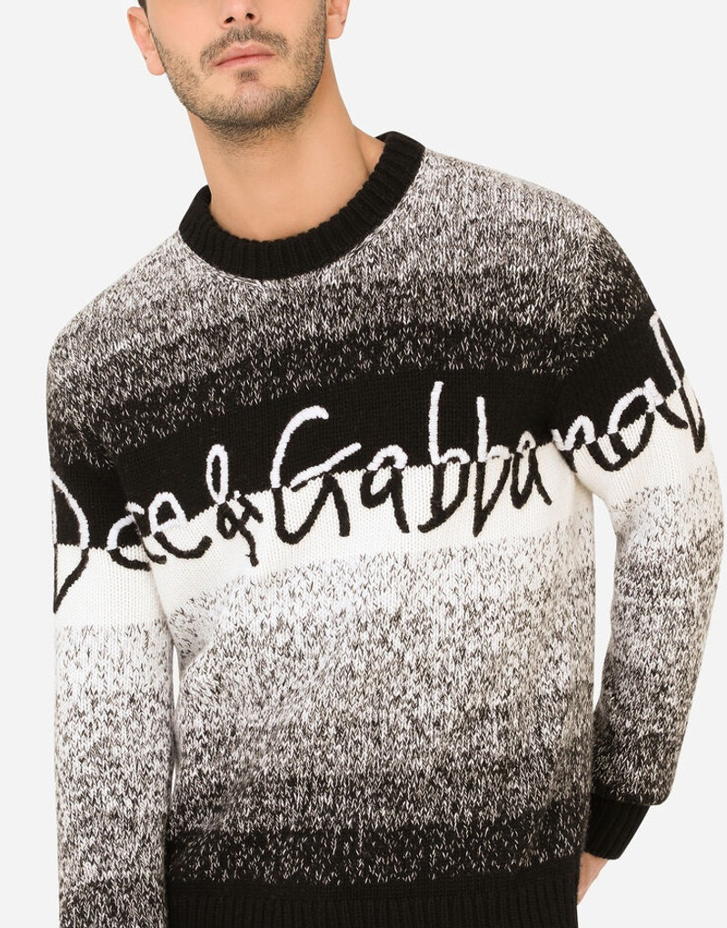 Wool round-neck sweater with Dolce&Gabbana embroidery 5