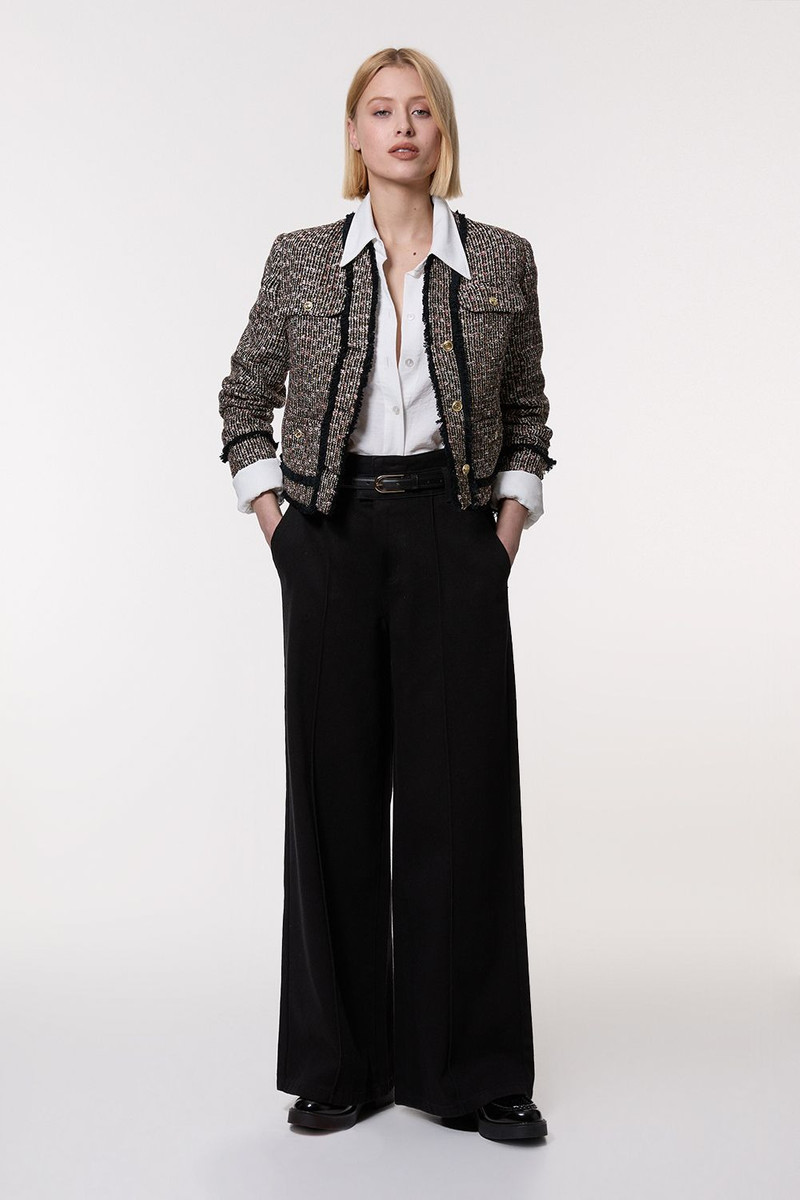 Denim Waistband Detail Wide Leg Trousers 1