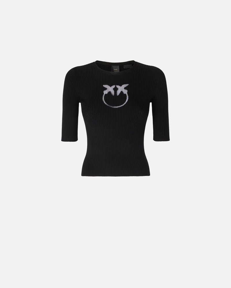 SHORT-SLEEVED WOOL SWEATER WITH LOGO 1