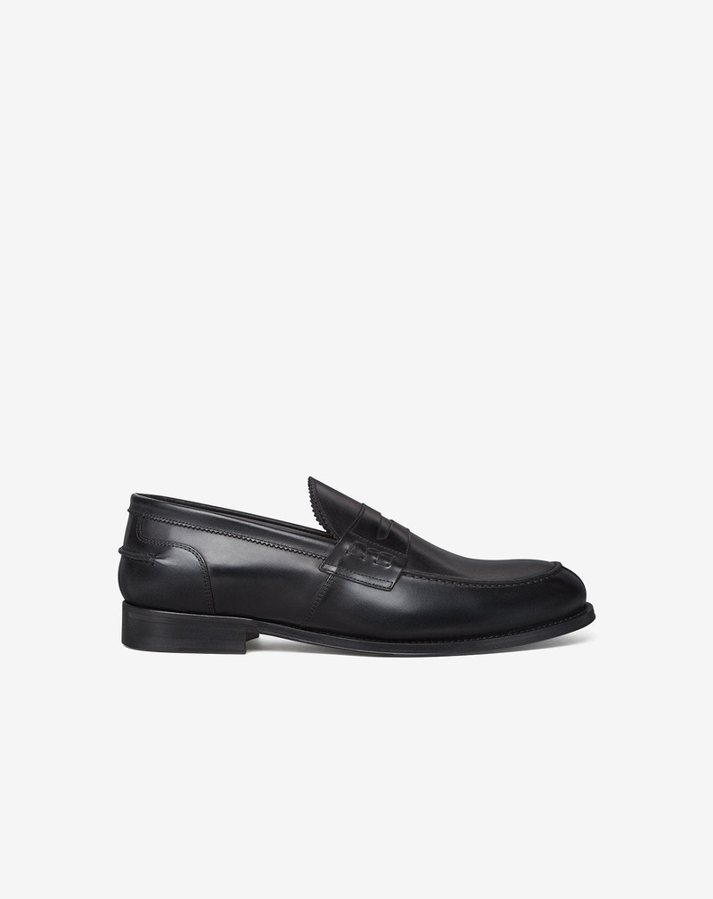 Black aged calfskin loafers 1