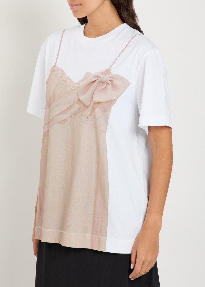 Simone Rocha Simone Rocha Bow Sash Slip Dress Trompe L'oeil Printed Cotton T-shirt outlook