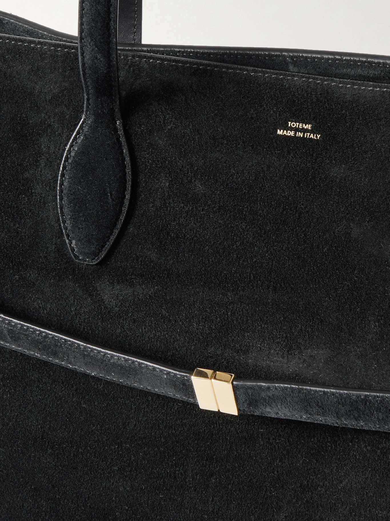 Lounge large leather-trimmed suede tote Black - 4