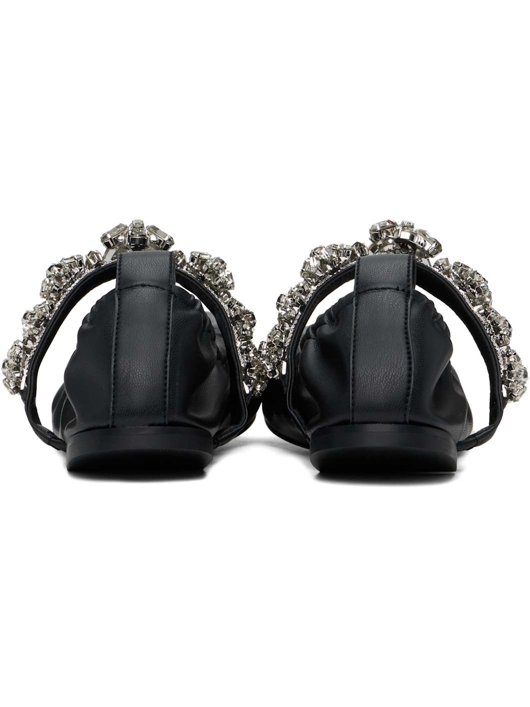 Black Elsa Crystal Flowers Ballerina Flats - 2