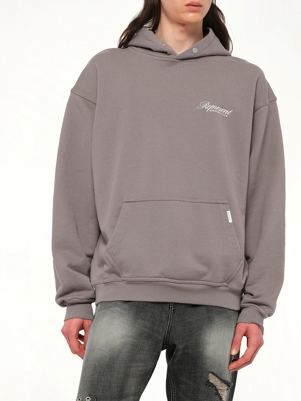 Represent Owners Club Script Hoodie in Slate - 6