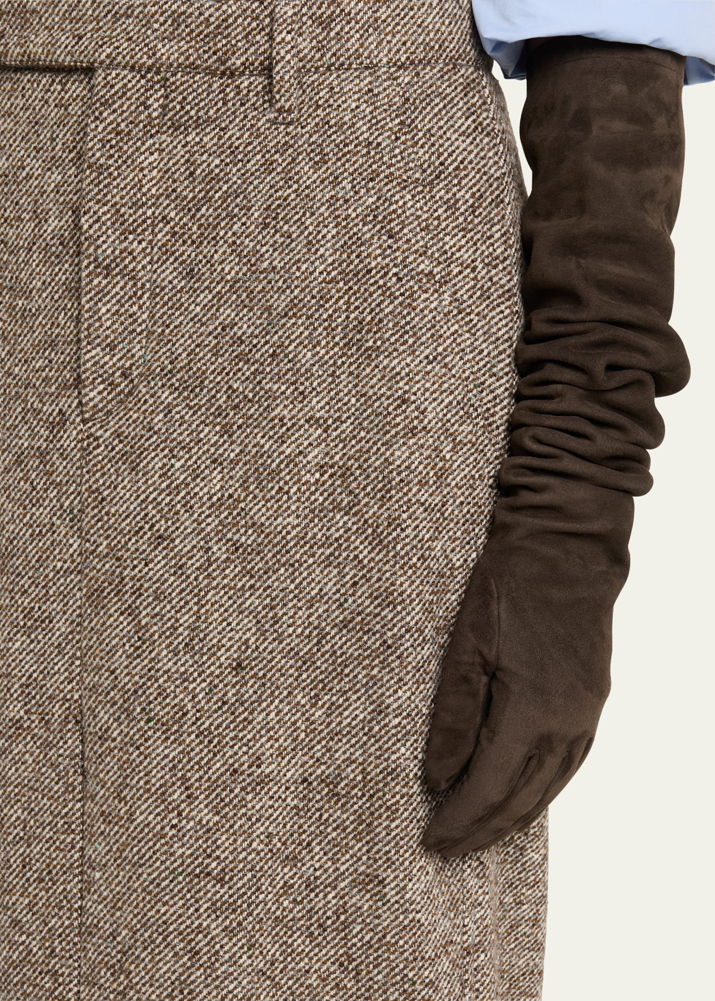 Diagonal Wool Tweed Midi Sartorial Pencil Skirt - 5