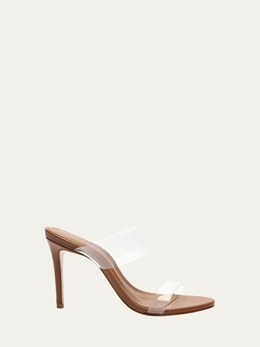 Ariella Strappy See-Through Vinyl Slide High-Heel Sandals - 1