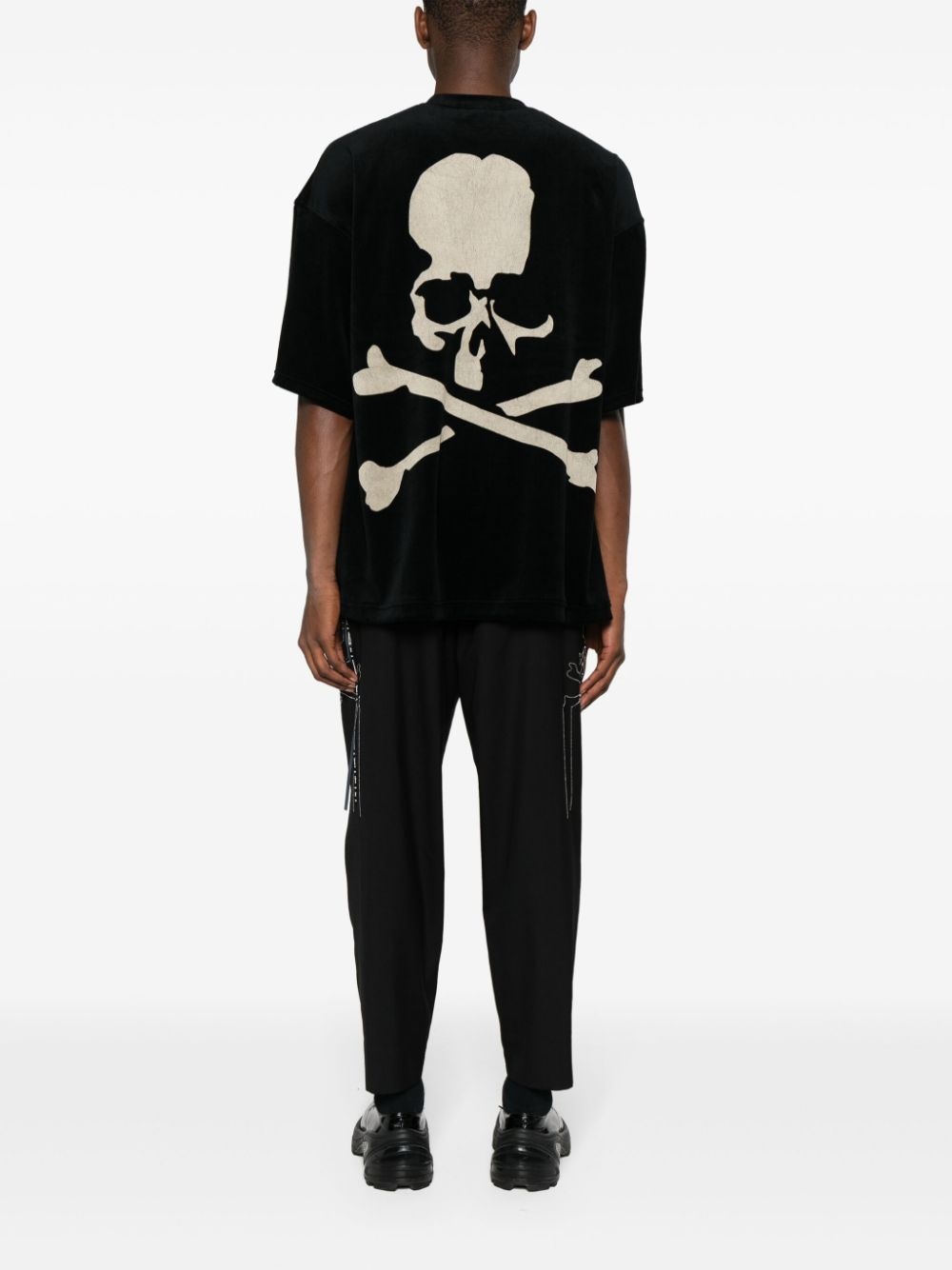 bleached-skull velour T-shirt - 2