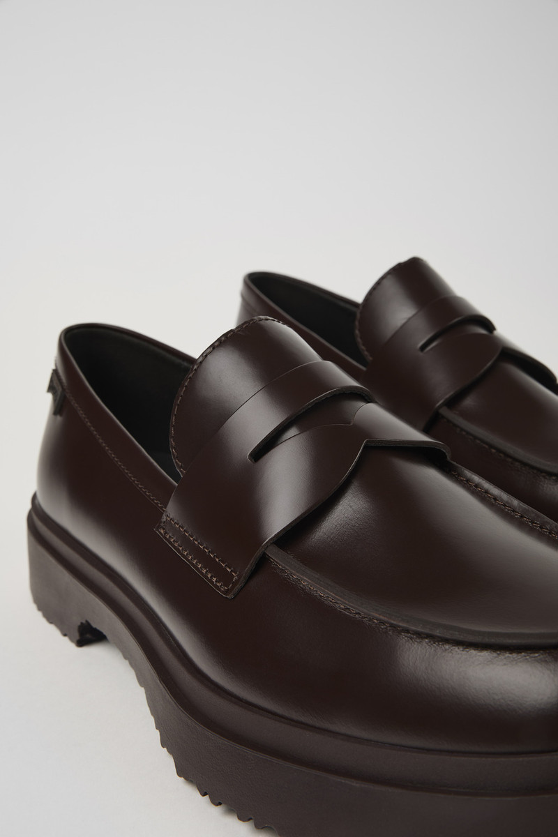 Brown leather loafers for men 2
