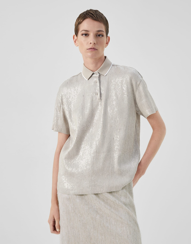 Dazzling satin polo shirt 1