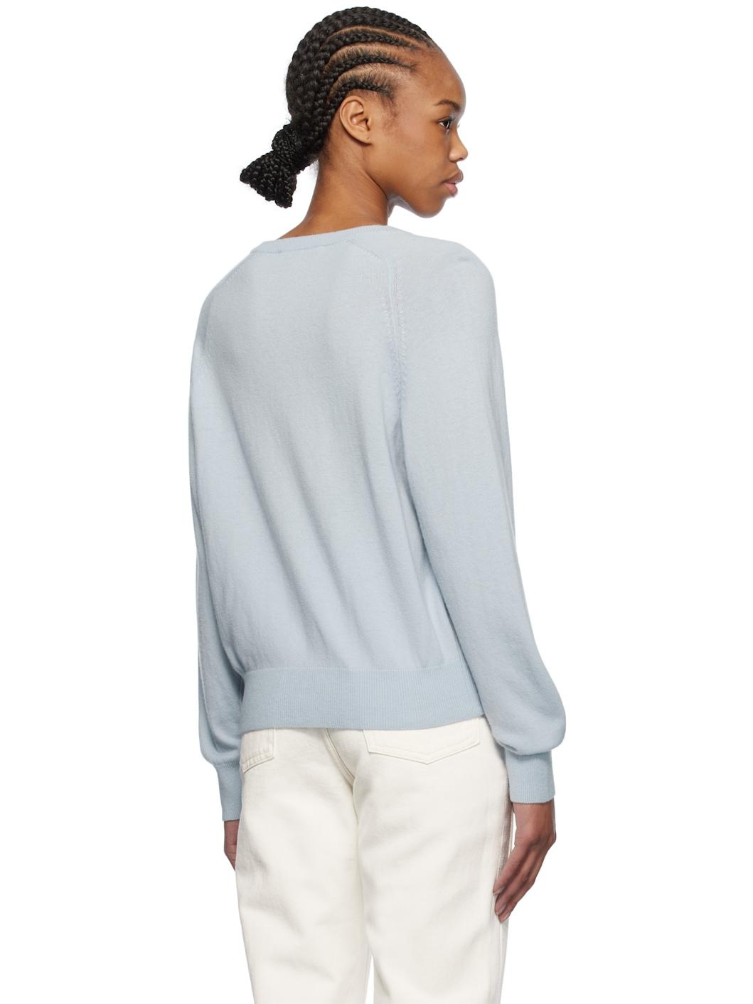 Blue V-Neck Sweater - 3