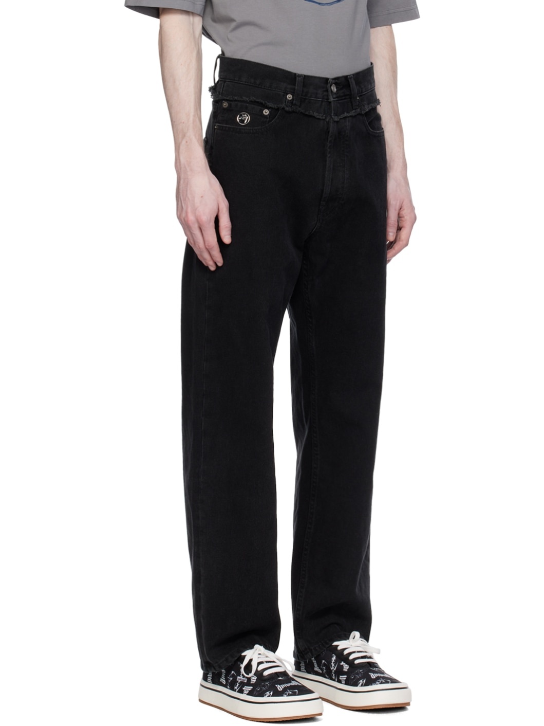 Black Waist Detail Jeans - 2