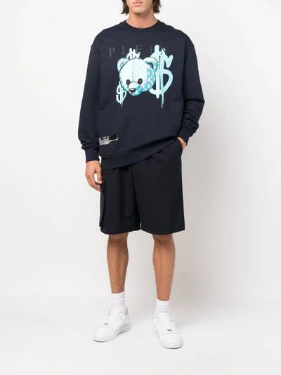 PHILIPP PLEIN teddy-print crew-neck sweatshirt outlook