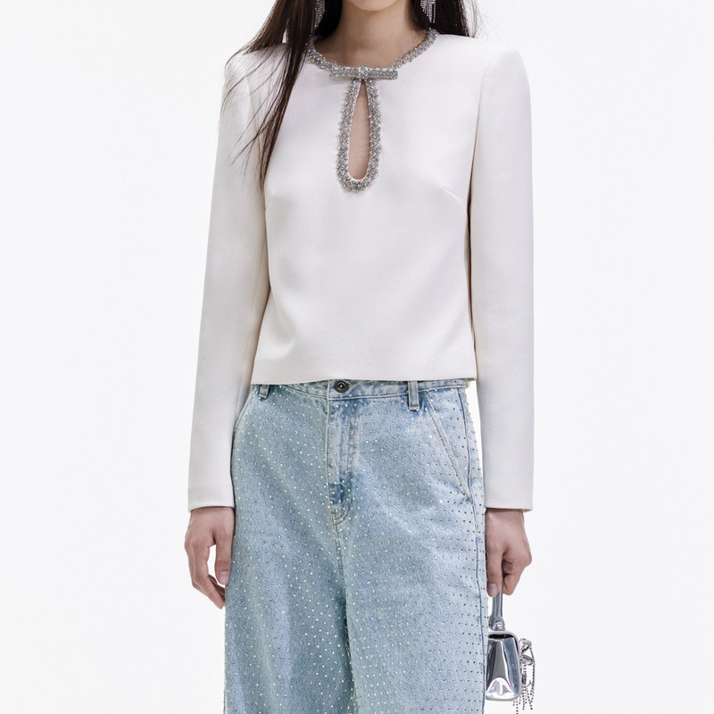 Cream Crepe Diamante Top 4