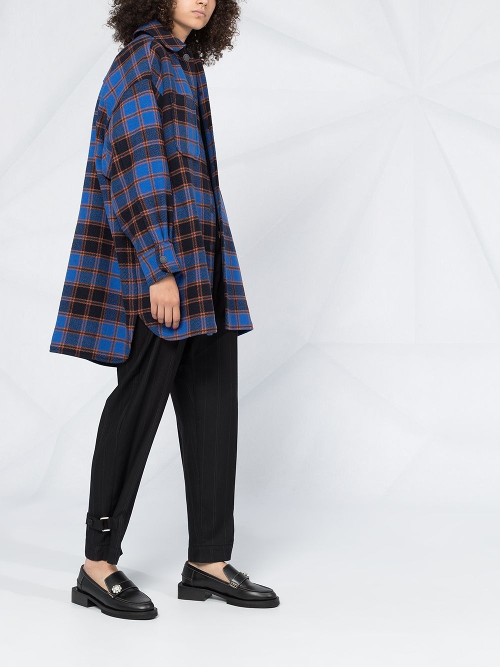 oversized plaid shirt coat  - 6