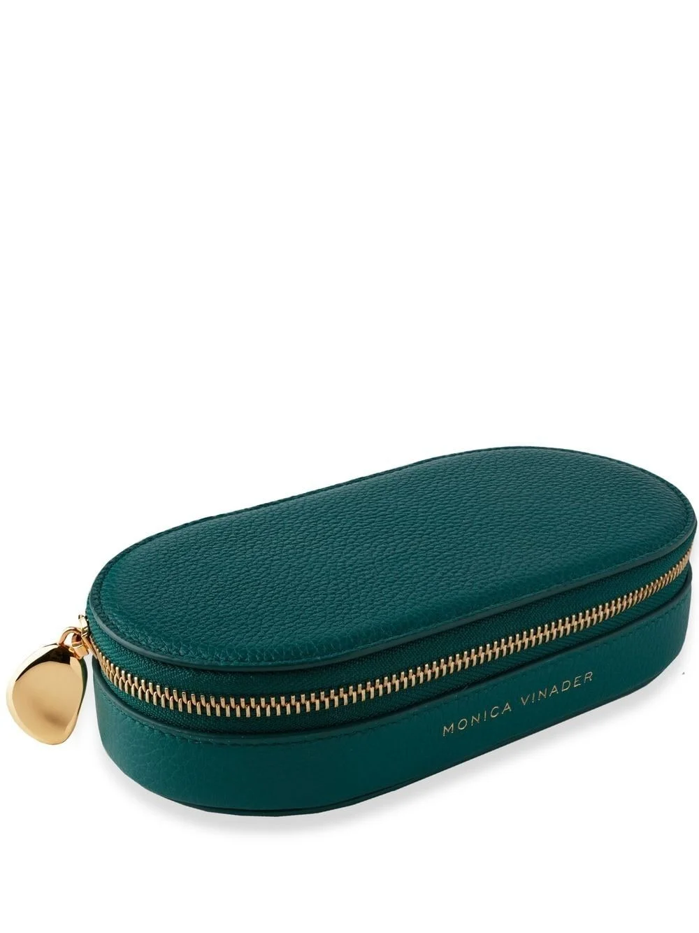 oval leather jewellery box - 1