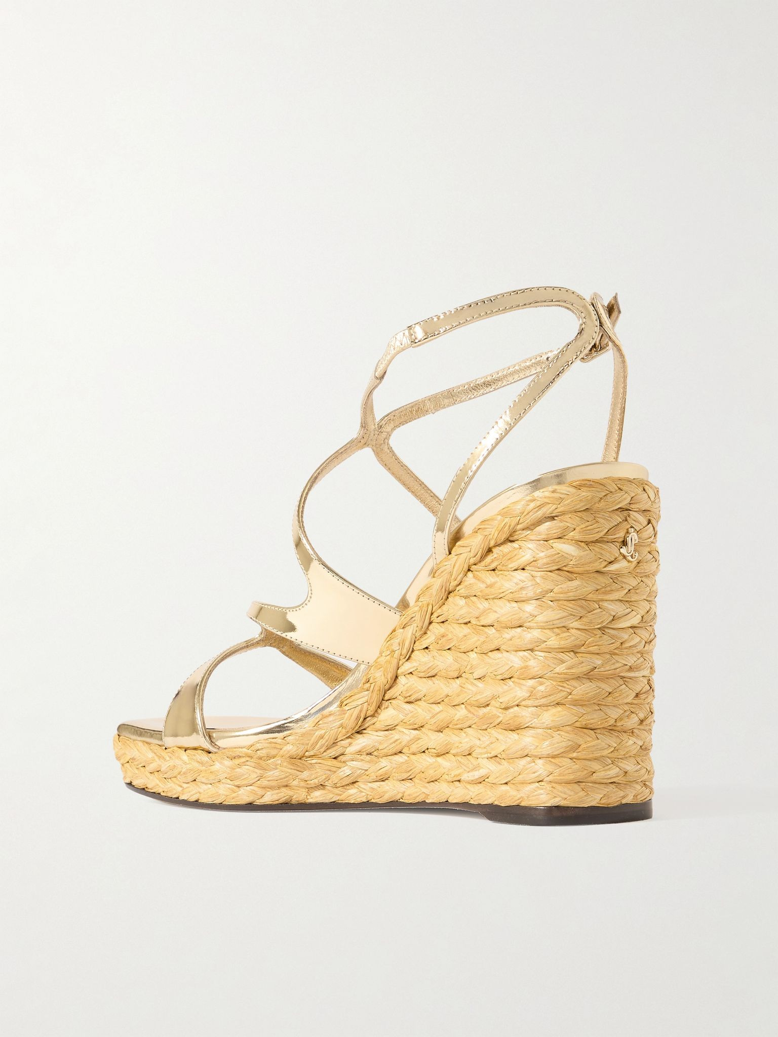Ayla 110 metallic leather espadrille wedge sandals Gold - 3