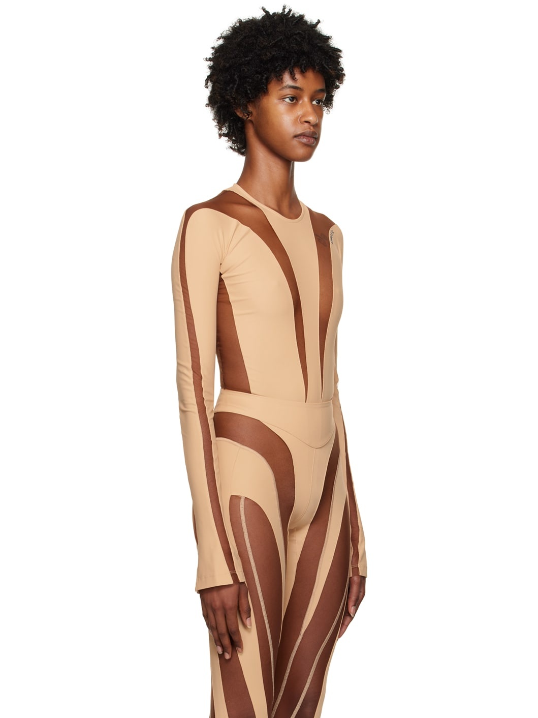Beige Illusion Bodysuit - 2