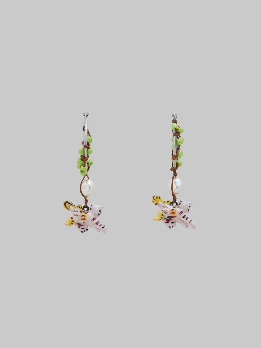 BEADED EARRINGS WITH TIGER PENDANTS - 3
