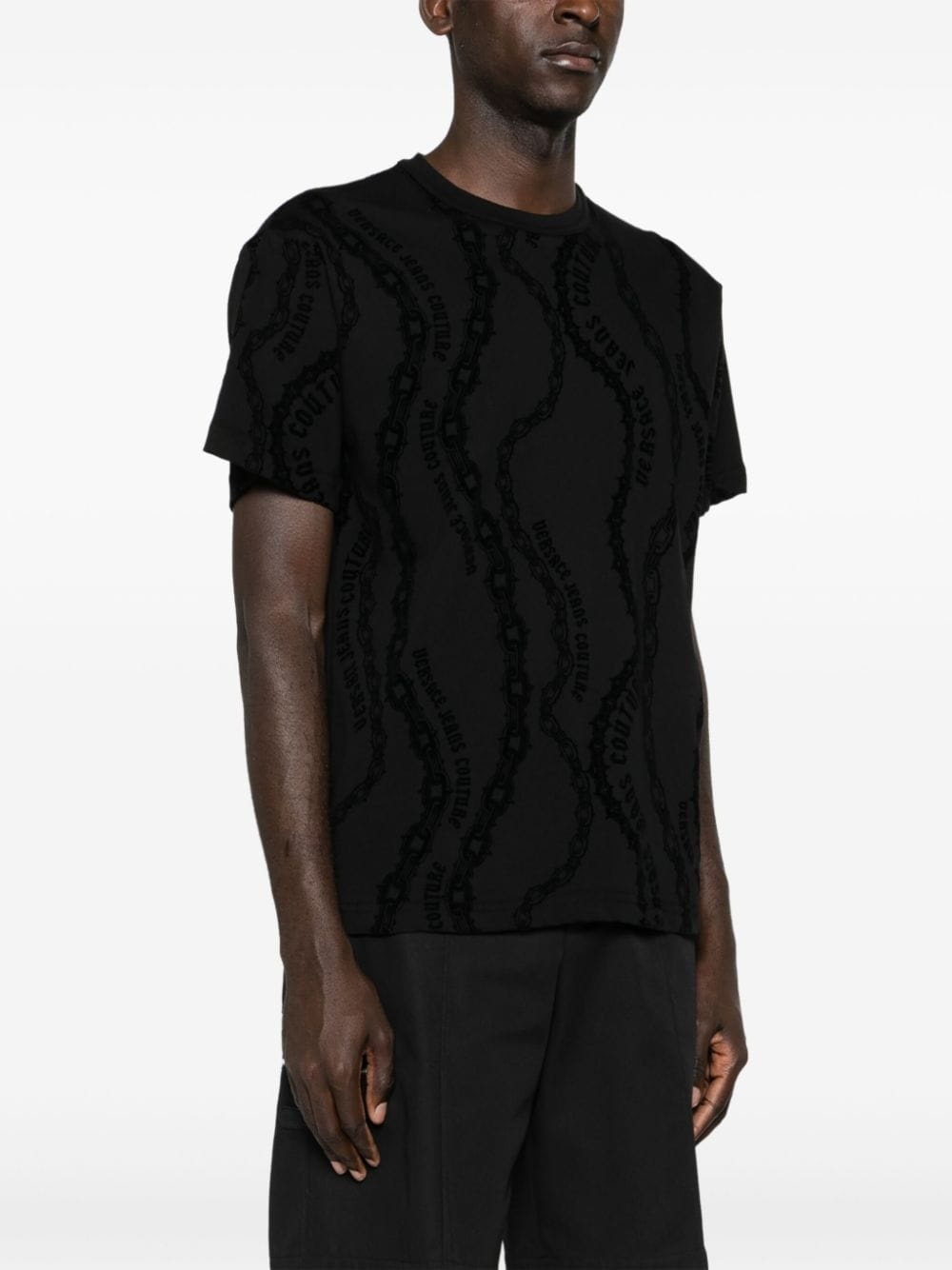 flocked-logo cotton T-shirt - 3
