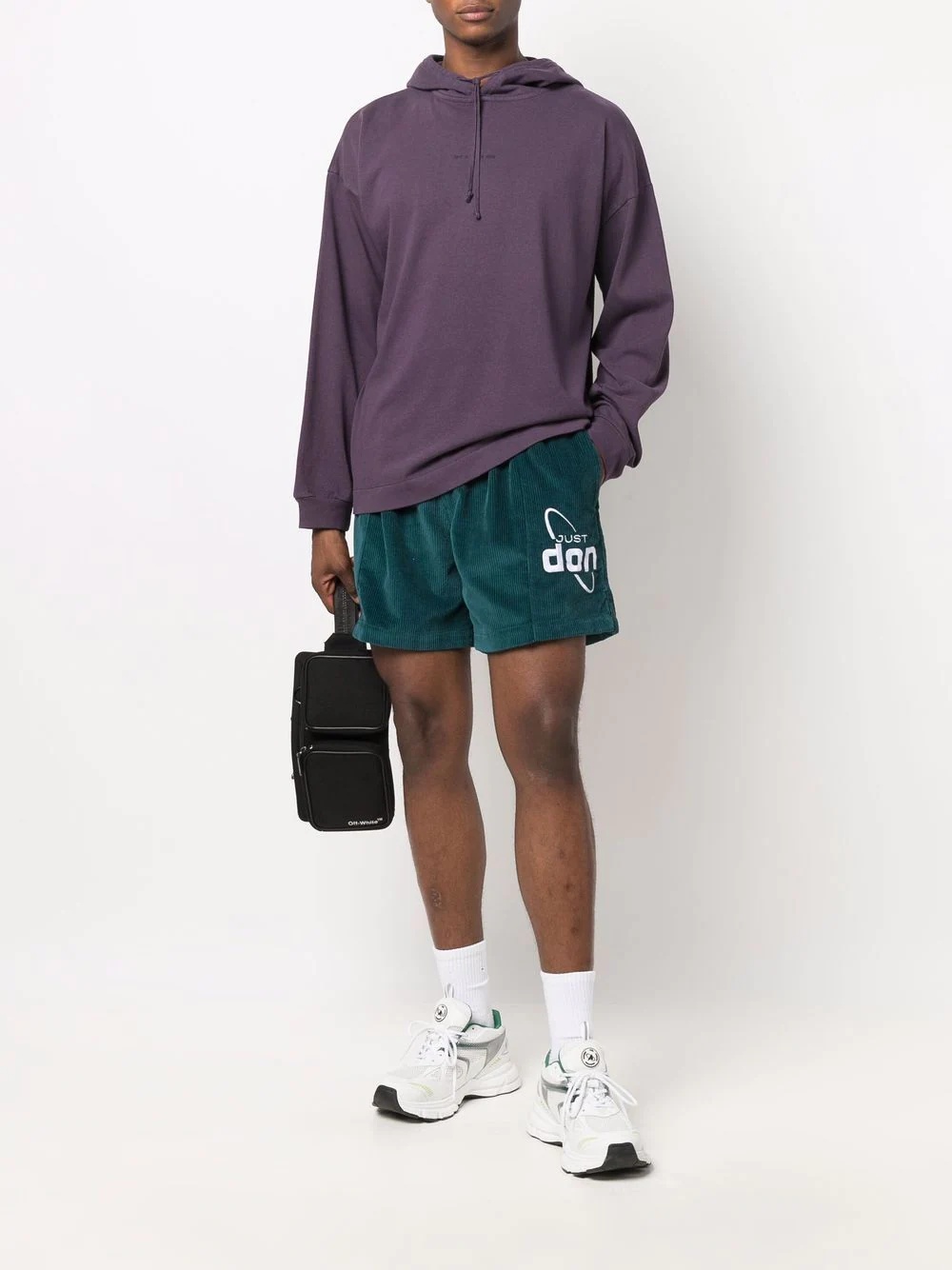 corduroy logo shorts - 2