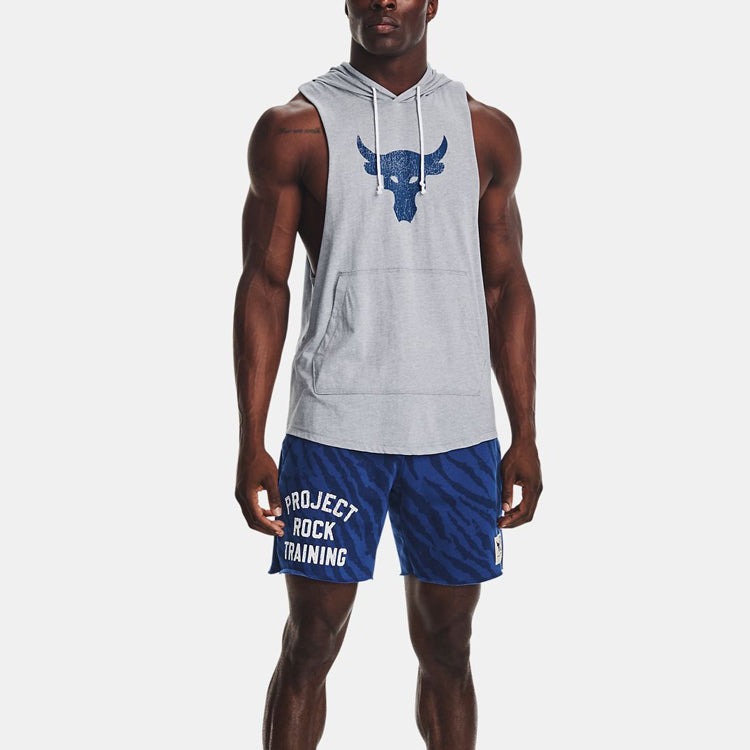 Under Armour Project Rock BSR Bull Sleeveless Hoodie 'Grey Blue' 1376939-035 - 3