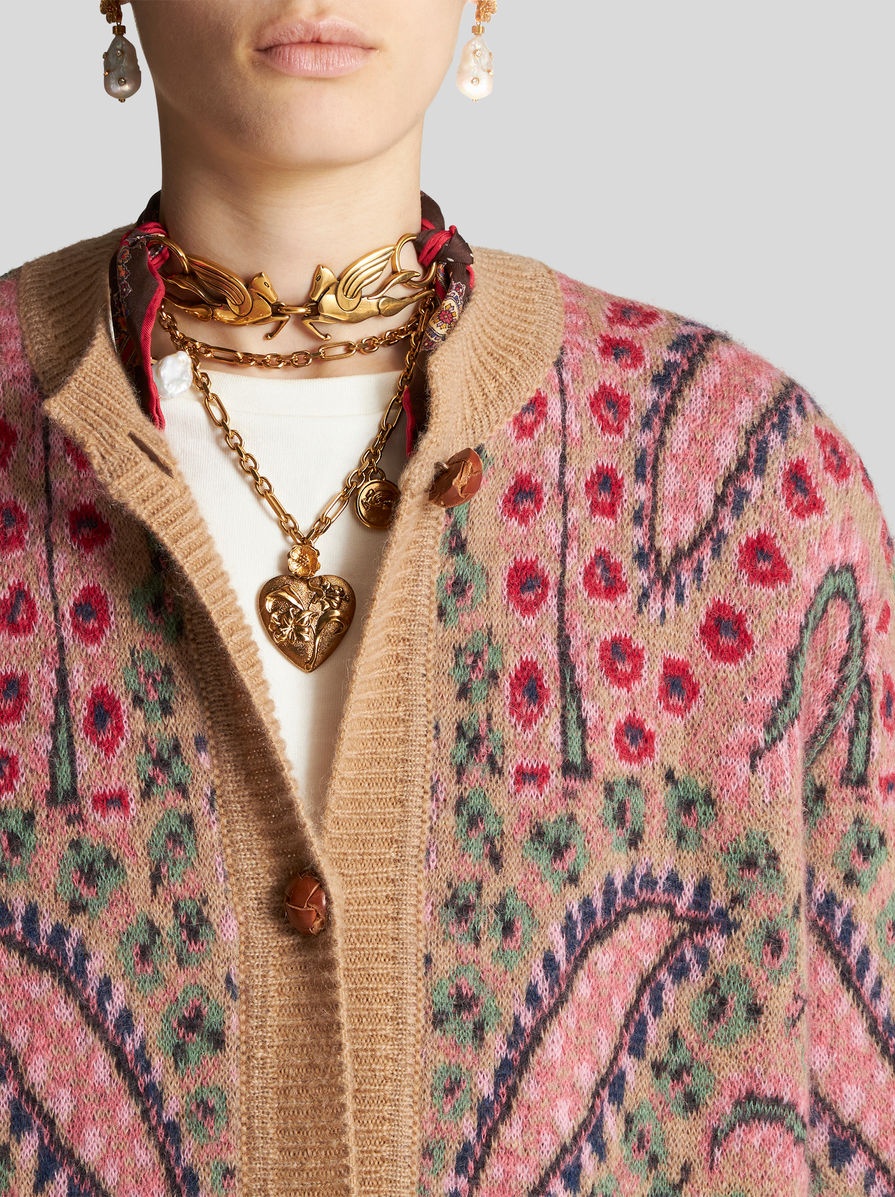 ROUND NECK JACQUARD CARDIGAN - 2