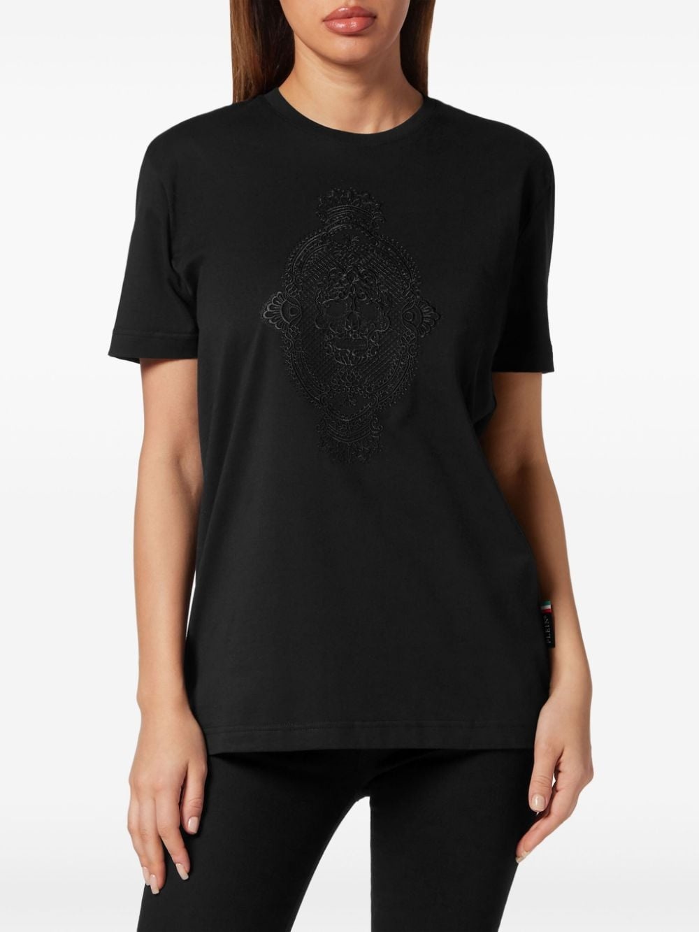 skull-embroidered cotton T-shirt - 2