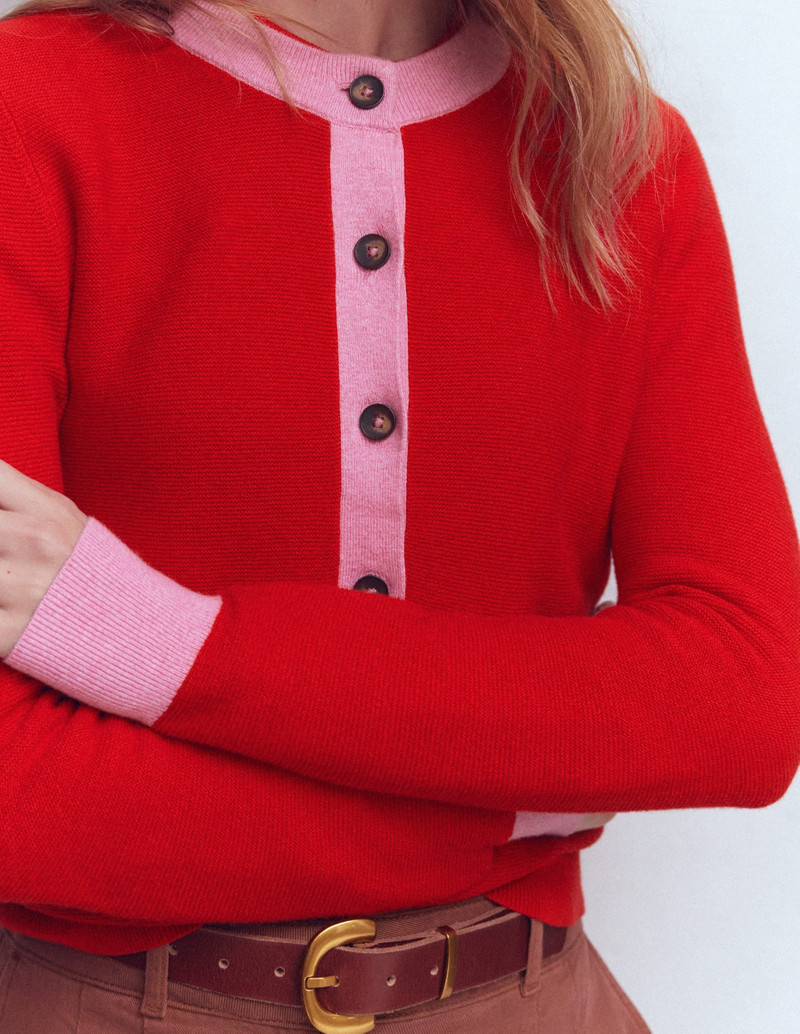 Grace Colour Block Cardigan-Bright Cherry 6