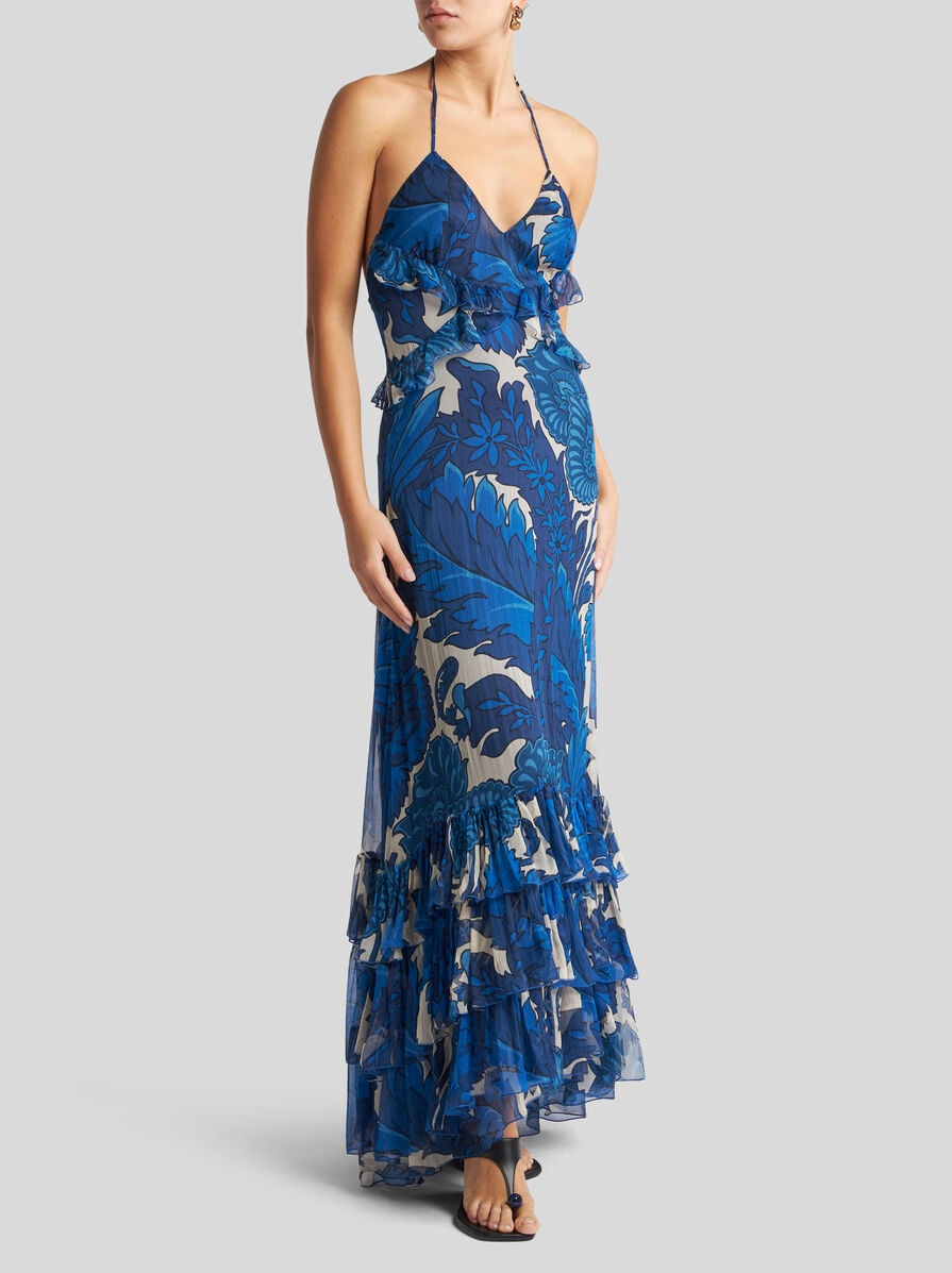 DRESS WITH MAXI FLORAL PRINT AND DETACHABLE CAPE - 4