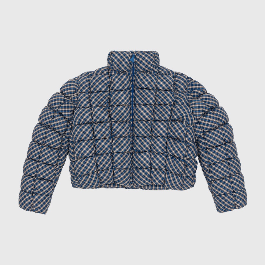 PLAID BISCUIT QUILTED  PUFFER JACKET - 1